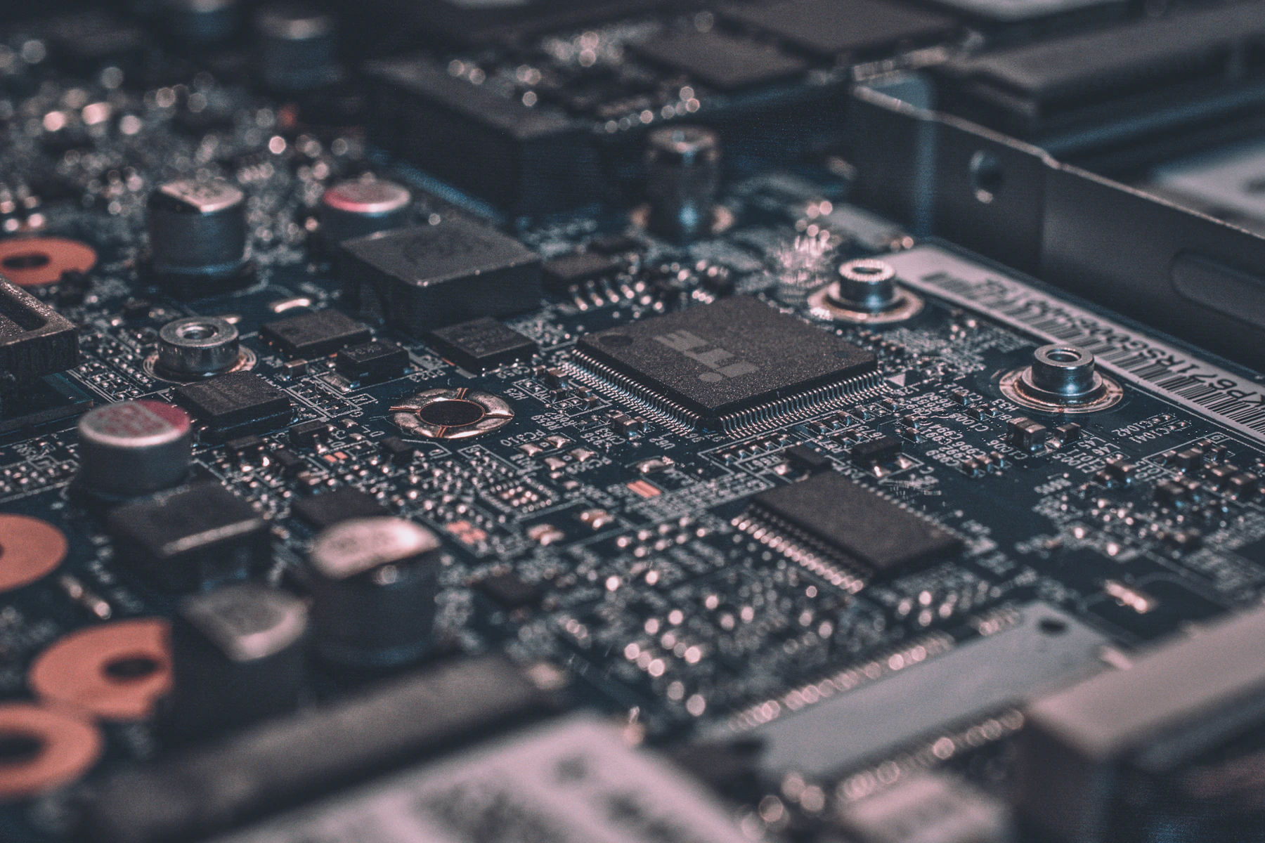 Detalhe macro de placa de circuito eletrônico